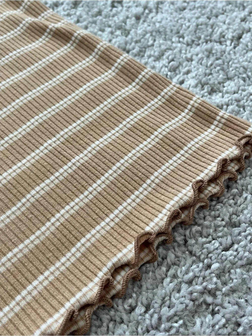 Old Navy Camel and White Ribbed Stripe Tank Girls 14/16